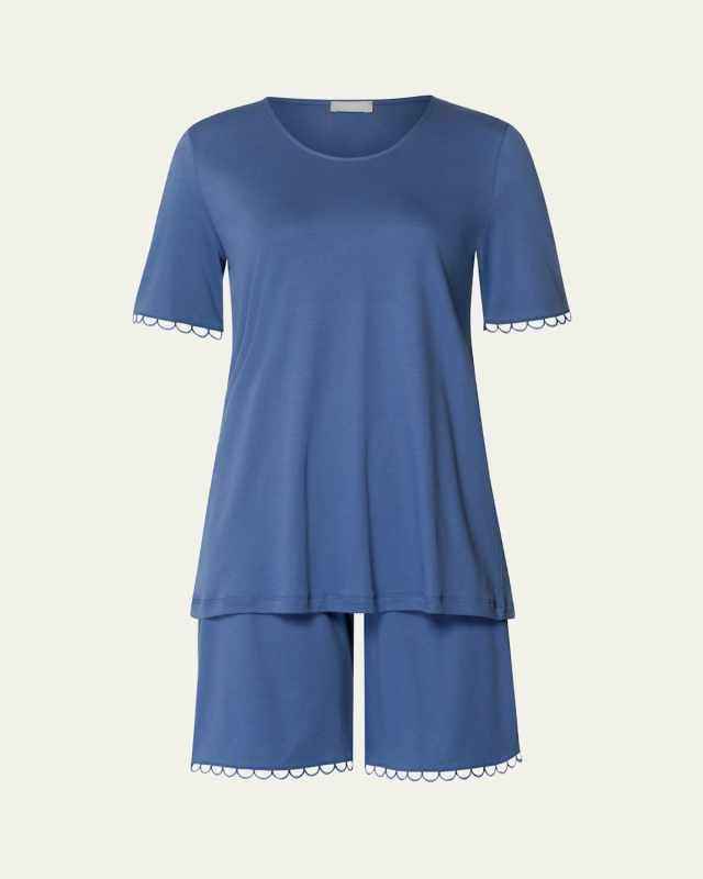 Anouk Lace-Trim Cotton Pajama Set